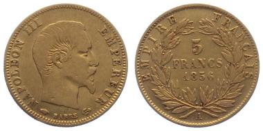 Frankreich 5 Francs 1856 A - Napoleon III.